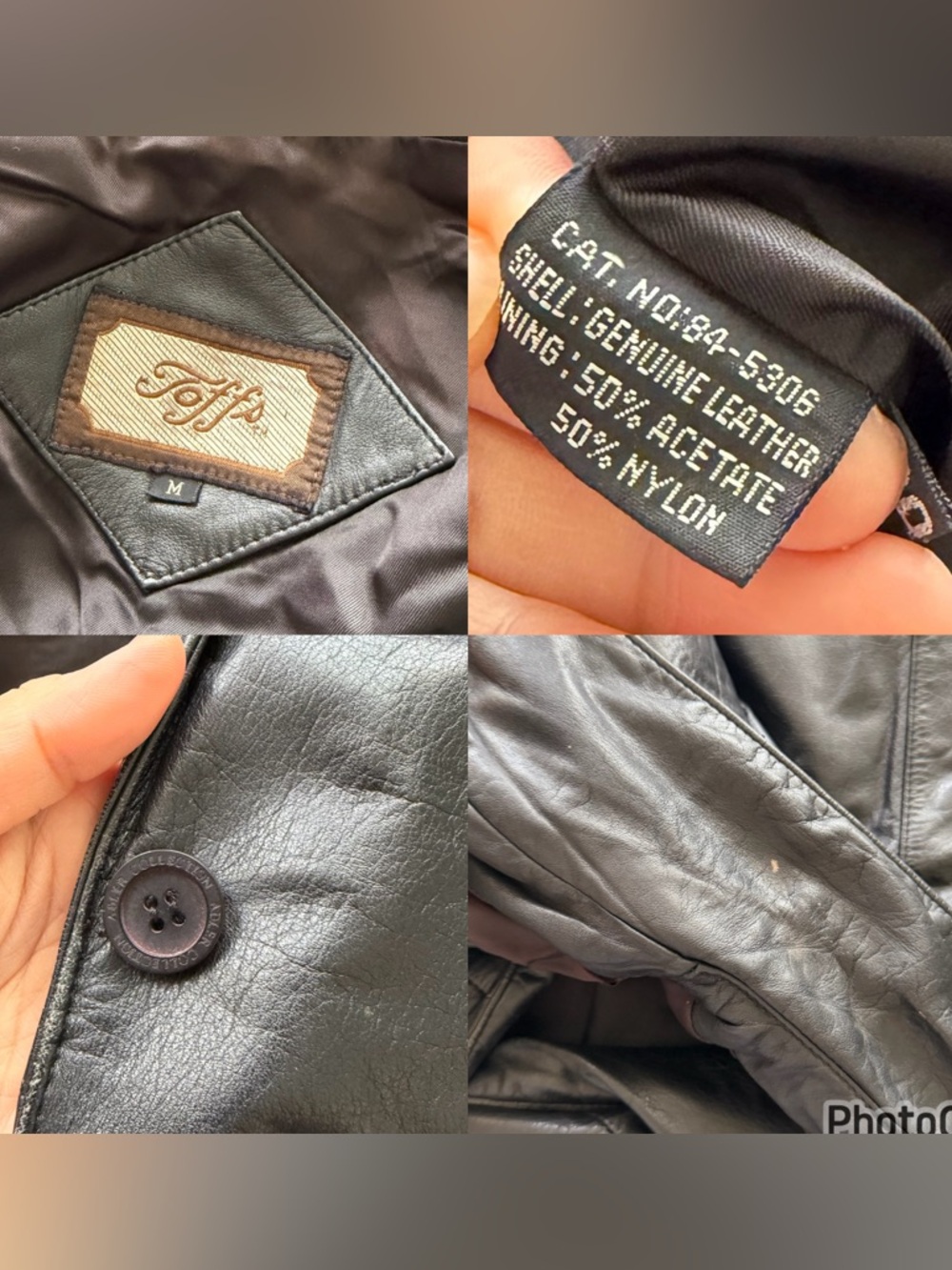 Toffs Vintage 90s Black Leather Jacket Size Medium. - Picture 7 of 16